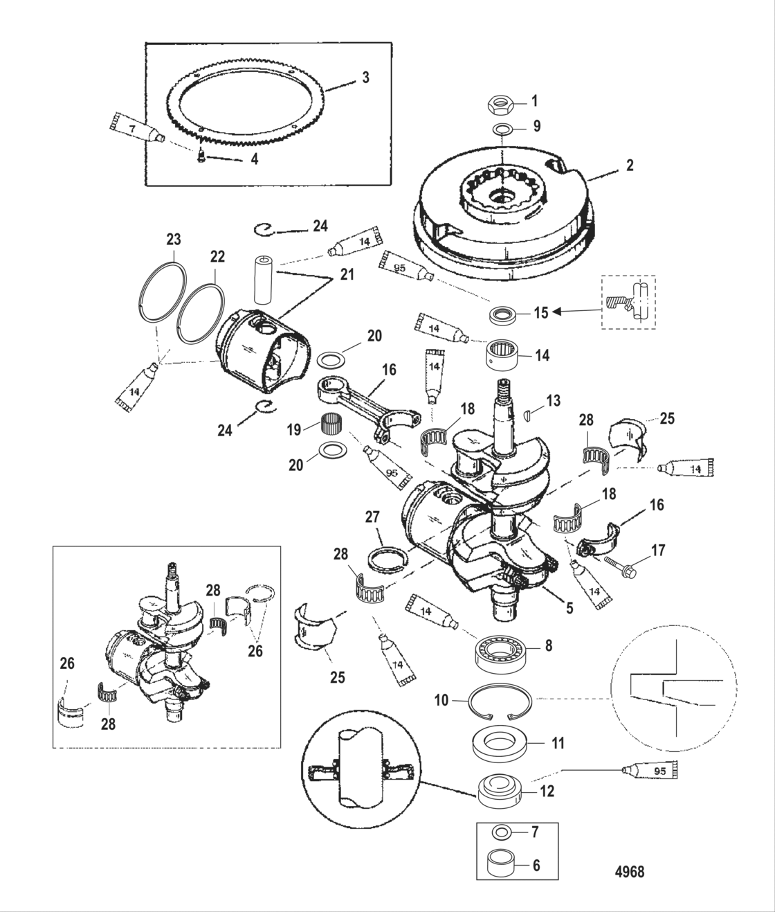 Crankshaft Pistons And Flywheel