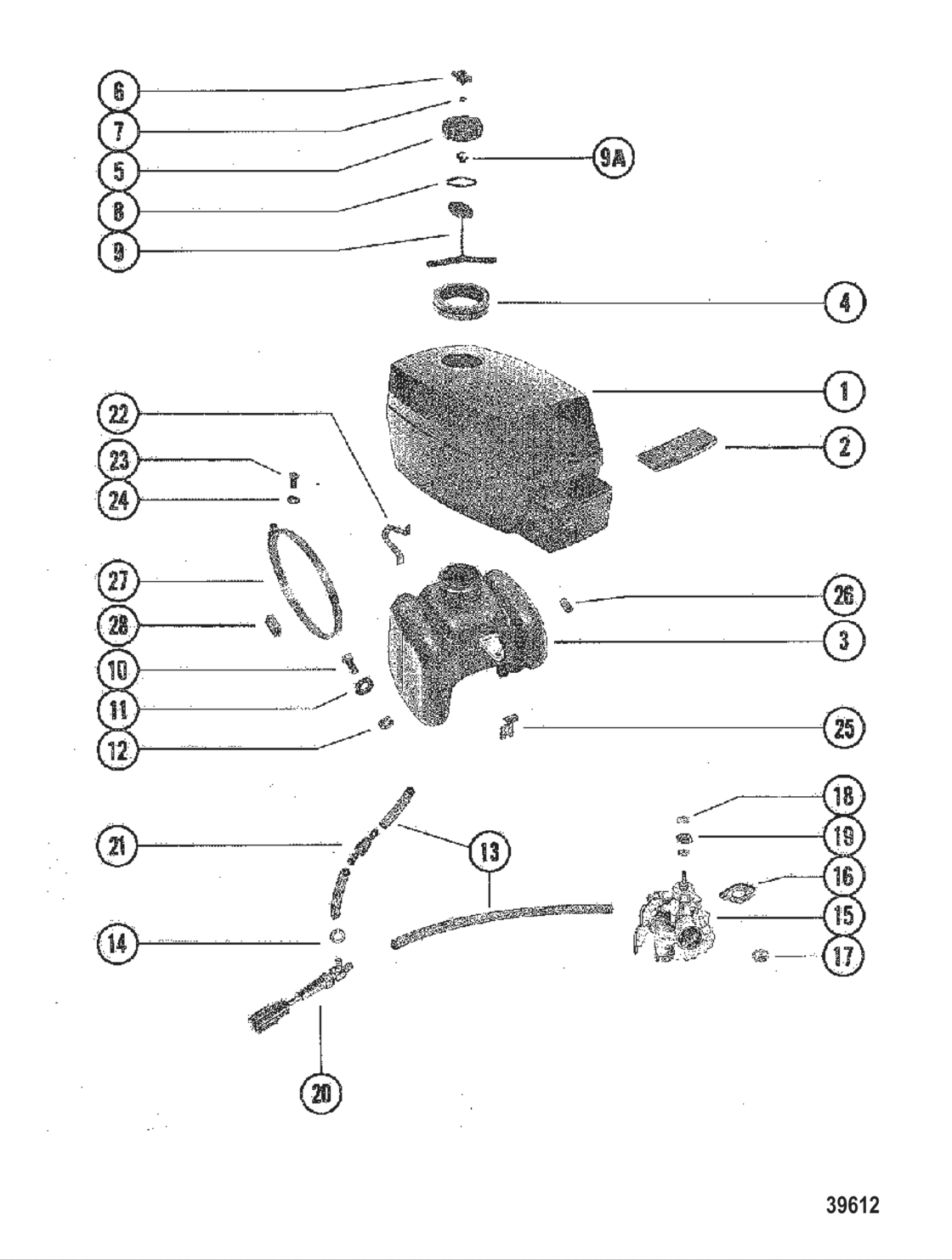 Top Cowl, Fuel Tank And Carburetor